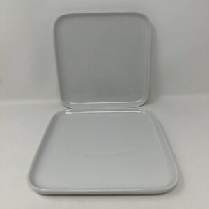 10 Strawberry Street White 7" Square Porcelain Salad Plates Set Of Two Modern